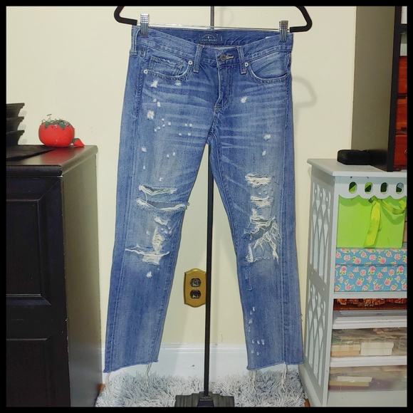 Lucky Brand Denim - Lucky Brand Torn Distressed Blue Jeans 00/24 Sienna Slim Boyfriend